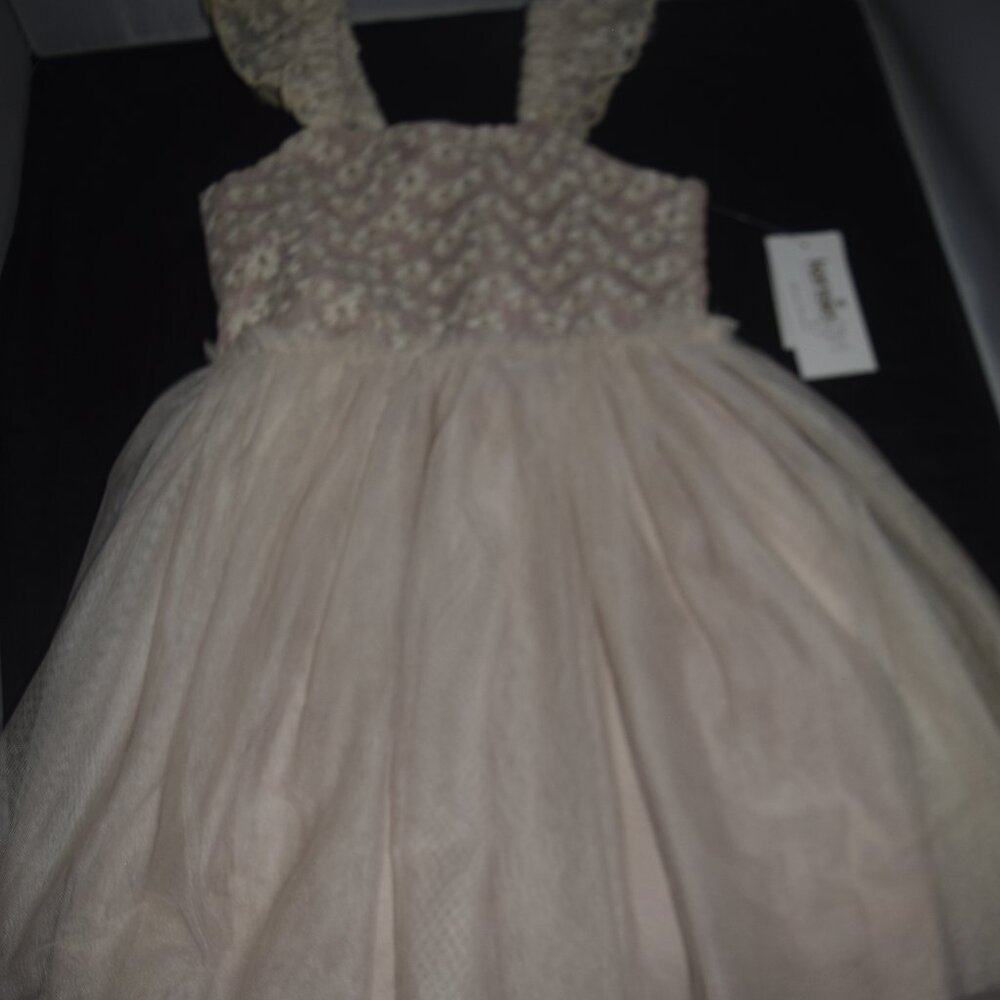 Kenziegirl light tan pink with floral top dress 4 NWT